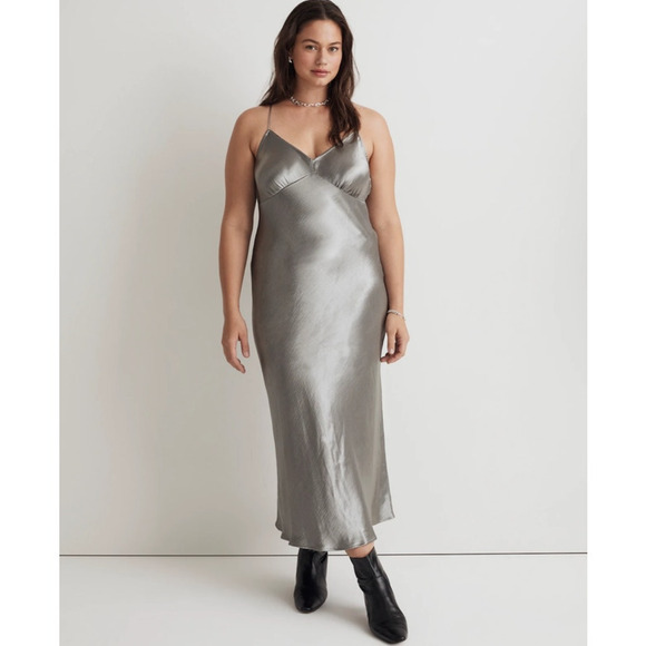 NWT Madewell The Layton Midi‎ Slip Dress in Metallic Recycled Satin Size 12 - Picture 6 of 15